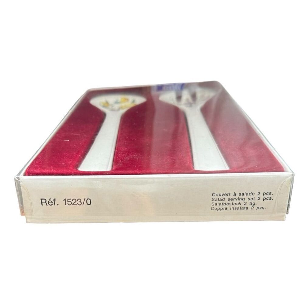 Villeroy & Boch Botanical White Salad‎ Serving Set 2 Pieces Fork & Spoon Floral - Picture 15 of 16